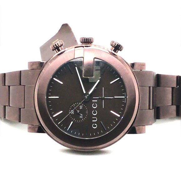 NWT Gucci G-CHRONO BROWN ION-PLATED S-STEEL WATCH - Picture 1 of 7
